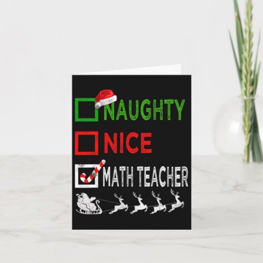Naughty Nice Wiskunde leraar kerstpyjamas Funny Kaart (Voorkant)
