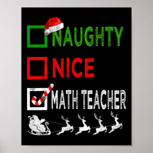 Naughty Nice Wiskunde leraar kerstpyjamas Funny Poster