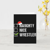 Naughty Nice Wrestler Shirt Wrestling Santa Christ Kaart (Gele Bloem)