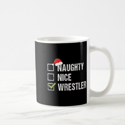 Naughty Nice Wrestler Shirt Wrestling Santa Christ Koffiemok (Rechts)