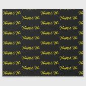 Naughty & Nice Yellow Script op zwart - Cadeaupapier (Vlak)