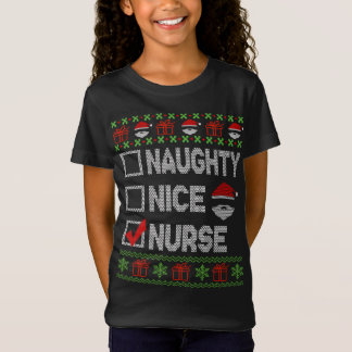 Naughty Nice zurse kerstman, Ugly Sweater Funny C T-shirt