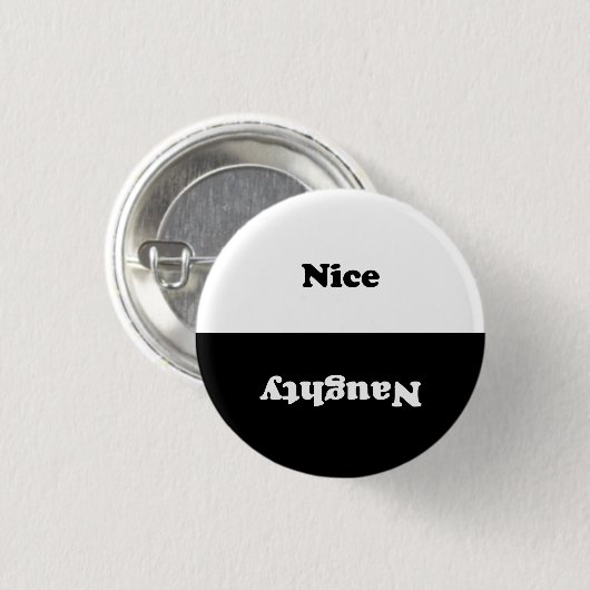 Naughty Nice zwart wit Ronde Button 3,2 Cm (Voorkant /achterkant)