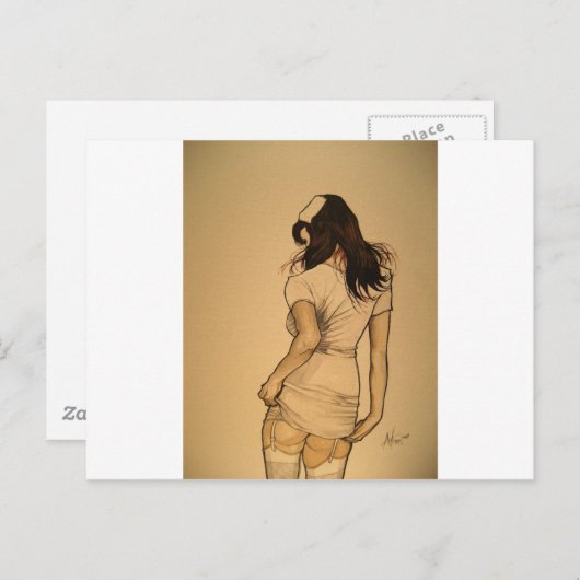 Naughty Nurse Briefkaart (Voorkant / Achterkant)