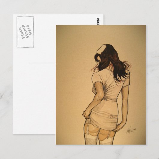 Naughty Nurse Briefkaart (Voorkant / Achterkant)