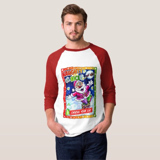 Naughty of aardig, kies uw lijst t-shirt (Voorkant volledig)