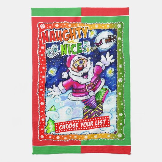 Naughty of aardig, kies uw lijst theedoek (Verticaal)