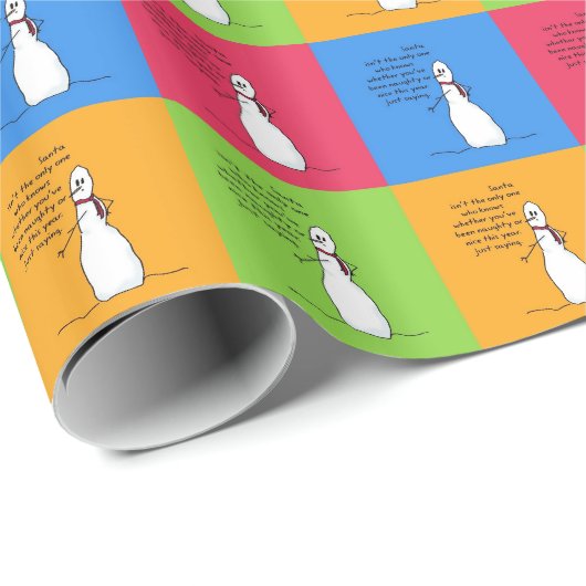 Naughty of aardig? Sarcastic Snowman Cadeaupapier (Rol Hoek)