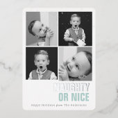 Naughty of Nice 4 Foto's Folie Holiday Kaart (Voorkant)