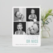 Naughty of Nice 4 Foto's Folie Holiday Kaart (Staand Voorkant)