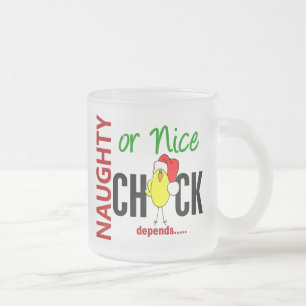 Naughty of Nice Chick (Santa Hat) Matglas Koffiemok