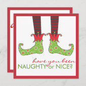 Naughty of Nice Elf Feet Holiday Kerstparty Kaart (Voorkant / Achterkant)