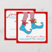 Naughty of Nice Elf Holiday Kerstparty Kaart (Voorkant / Achterkant)