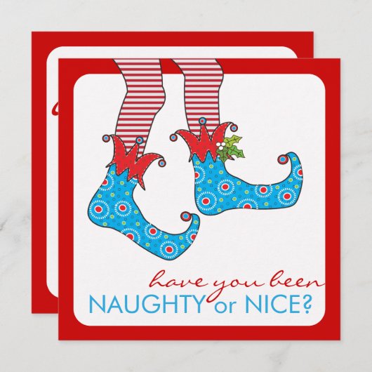 Naughty of Nice Elf Holiday Kerstparty Kaart (Voorkant / Achterkant)