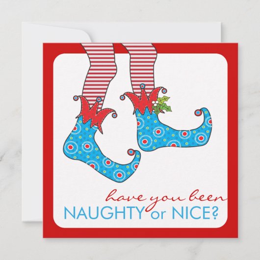 Naughty of Nice Elf Holiday Kerstparty Kaart (Voorkant)