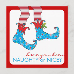 Naughty of Nice Elf Holiday Kerstparty Kaart