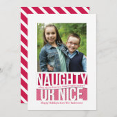 Naughty of Nice Funny Holiday Square-fotokaart Feestdagenkaart (Voorkant / Achterkant)