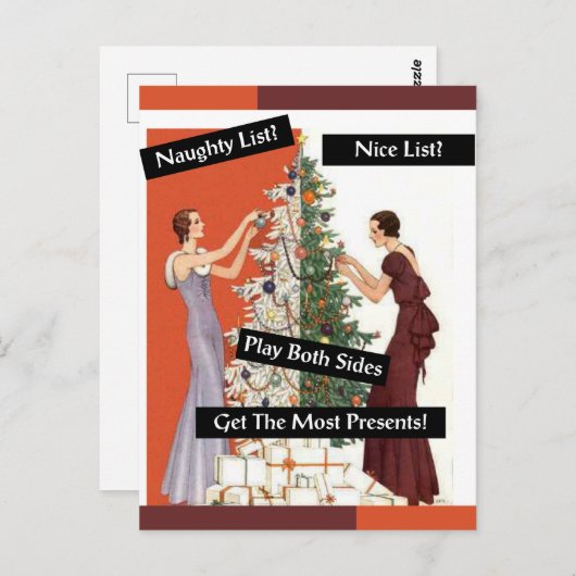 Naughty of Nice, , Funny, Kerstmis Briefkaart (Voorkant / Achterkant)