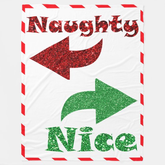 Naughty of Nice Funny Kerstmis Fleece Deken (Voorkant)