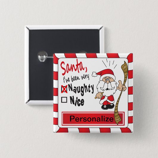 Naughty of Nice Funny Kerstmis Vierkante Button 5,1 Cm (Voorkant /achterkant)