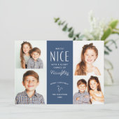 Naughty of Nice Funny Kinder kerstkaarten Feestdagenkaart (Staand voorkant)