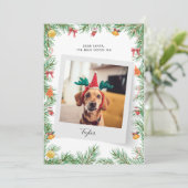 Naughty of Nice Funny Pet Dog Aangepaste Kerstmis Feestdagenkaart (Staand voorkant)