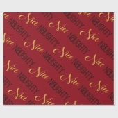 Naughty of Nice Gold Black Holiday Red Cadeaupapier (Vlak)