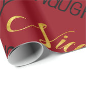 Naughty of Nice Gold Black Holiday Red Cadeaupapier (Rol Hoek)