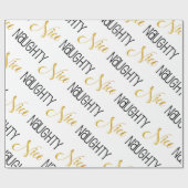 Naughty of Nice Gold Black Holiday White Cadeaupapier (Vlak)