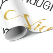 Naughty of Nice Gold Black Holiday White Cadeaupapier (Rol Hoek)