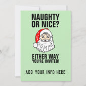NAUGHTY OF NICE? INVITATIES VAN CHRISTMAS-PARTIJEN KAART (Voorkant)
