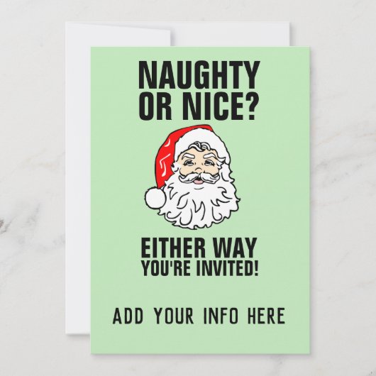 NAUGHTY OF NICE? INVITATIES VAN CHRISTMAS-PARTIJEN KAART (Voorkant)