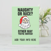 NAUGHTY OF NICE? INVITATIES VAN CHRISTMAS-PARTIJEN KAART (Staand voorkant)