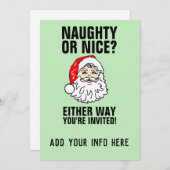 NAUGHTY OF NICE? INVITATIES VAN CHRISTMAS-PARTIJEN KAART (Voorkant / Achterkant)