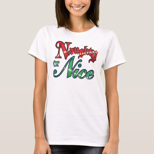 Naughty of Nice kerstdesign T-Shirt (Voorkant)