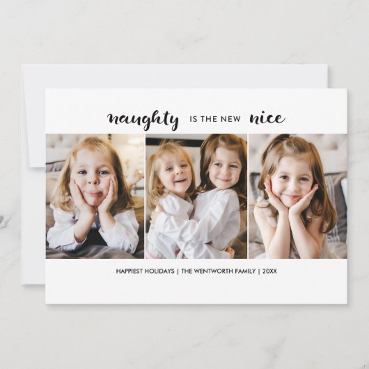 Naughty of Nice kerstfeestdag met platte kaart (Voorkant)