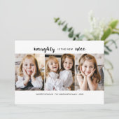 Naughty of Nice kerstfeestdag met platte kaart (Staand voorkant)