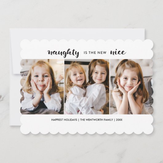 Naughty of Nice kerstfeestdag met platte kaart (Voorkant)