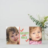 Naughty- of Nice-kerstlijst Feestdagenkaart (Staand voorkant)