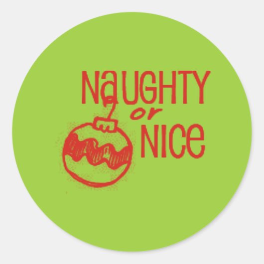 Naughty of Nice Kerstmis Ronde Sticker (Voorkant)