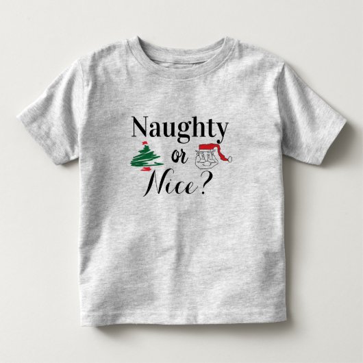 Naughty of NIce? Kerstmis T-Shirt (Voorkant)