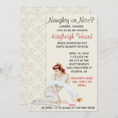 Naughty of Nice Lingerie Shower Invitation Kaart (Voorkant / Achterkant)