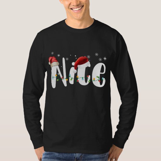 Naughty of Nice Matking Kerstlight Couples T-shirt (Voorkant)