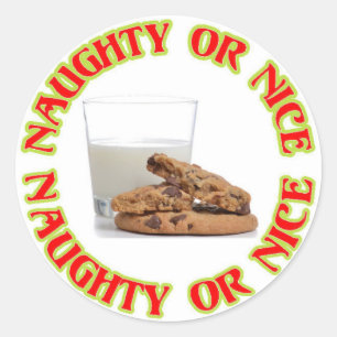 Naughty of Nice Milk and Cookies Kerst sticker