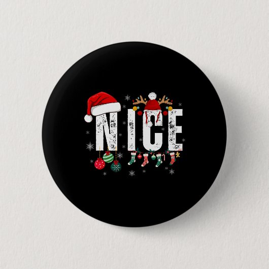 Naughty of Nice overeenkomend kerstparen kostuum Ronde Button 5,7 Cm (Voorkant)