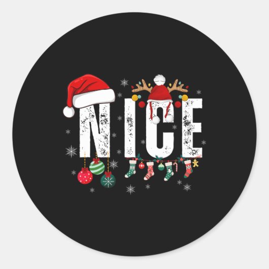 Naughty of Nice overeenkomend kerstparen kostuum Ronde Sticker (Voorkant)