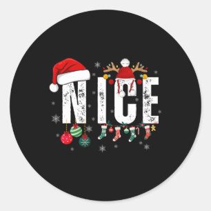 Naughty of Nice overeenkomend kerstparen kostuum Ronde Sticker