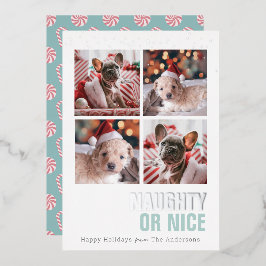 Naughty of Nice Pet 4 Foto's Folie Holiday Kaart