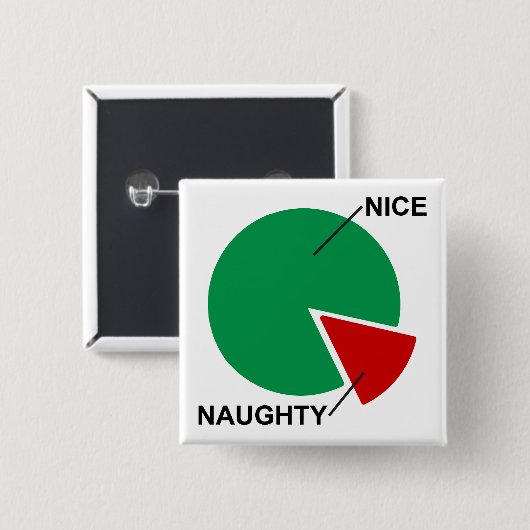 Naughty of Nice Pie Chart grappige kerstknop Vierkante Button 5,1 Cm (Voorkant /achterkant)