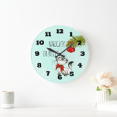 Naughty of Nice Playful Kitty Cat Kerstmis Grote Klok (Huis)